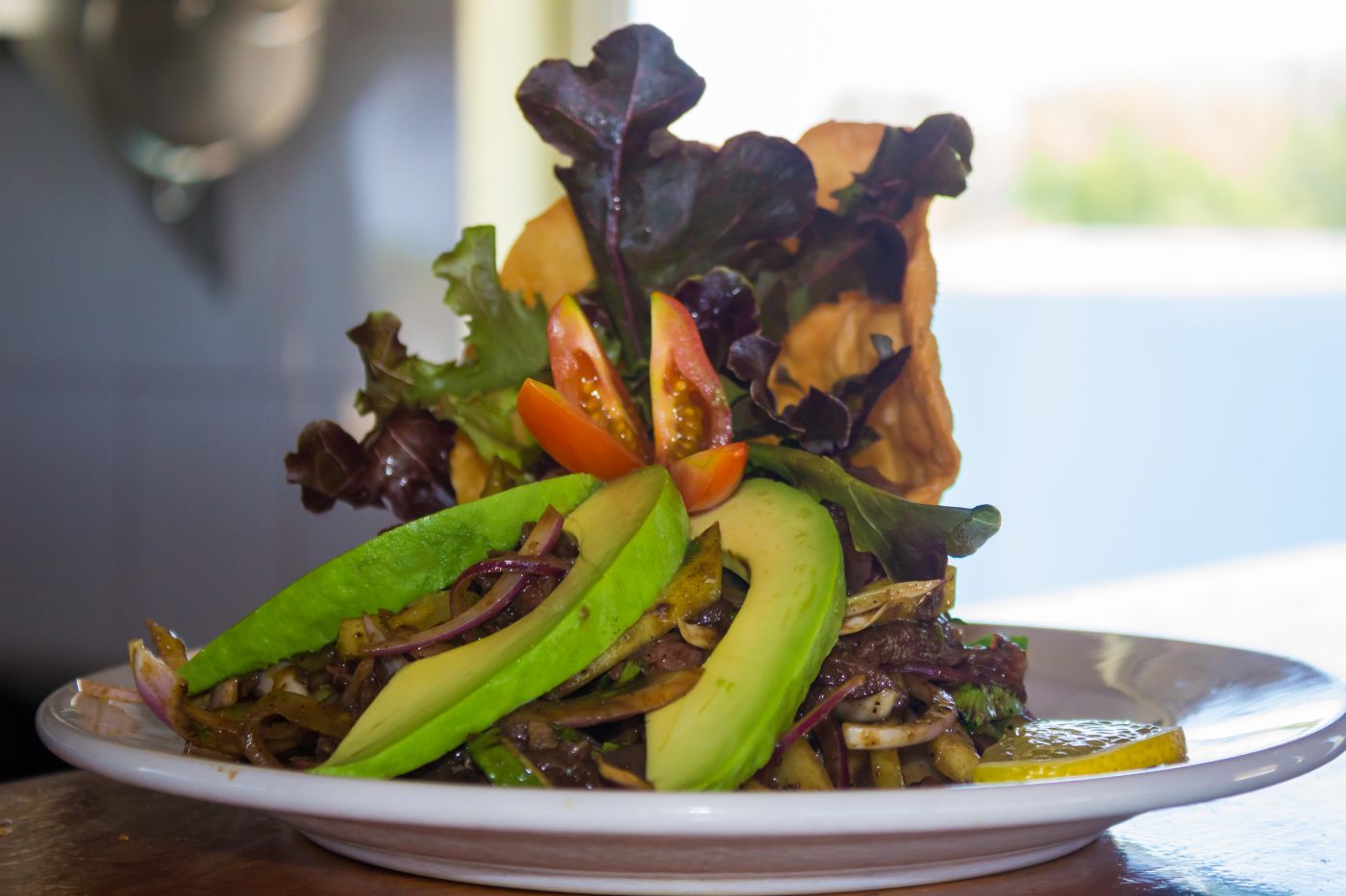 Fresh salad with avocado served at the Coral Reef Restaurant